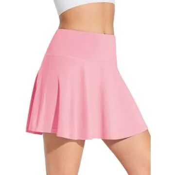 BALEAF Pleated Tennis Skirts for Women Skorts for Woman Golf Skirts with Pockets Athletic Running Workout Sports Pink M