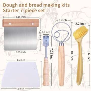 Bread Making Tools and Supplies, Set of 7, inclued Silicone Pastry Mat, Round Baking Mat, Sourdough ...