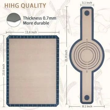 Bread Making Tools and Supplies, Set of 7, inclued Silicone Pastry Mat, Round Baking Mat, Sourdough Danish Dough Whisk, Bread Lame Dough Scoring, Bread Scraper Dough Cutter, Perfects Gift for Baker