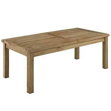 Modway Marina Premium Grade A Teak Wood Outdoor Patio Rectangle Coffee Table in Natural