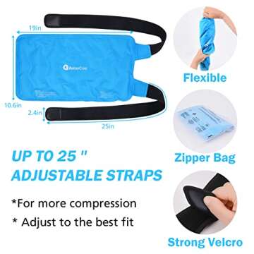 RelaxCoo XXL Knee Ice Pack Wrap Around Entire Knee After Surgery, Gel Ice Pack for Knee Injuries Reusable, Large Cold Pack for Pain Relief, Swelling
