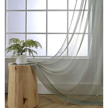 MIUCO 2 Panels Grommet Textured Solid Sheer Curtains 84 Inches Long for Living Room (2 x 54 Wide x 84" Long) Sage
