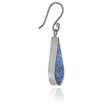 Amazon Essentials Sterling Silver Blue Pressed Flower Teardrop Earrings (previously Amazon Collection)