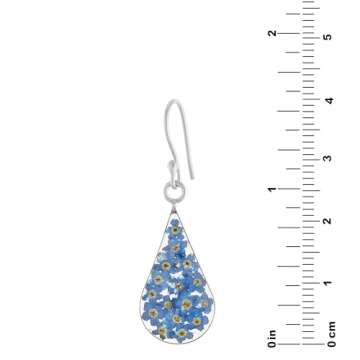Amazon Essentials Sterling Silver Blue Pressed Flower Teardrop Earrings (previously Amazon Collection)