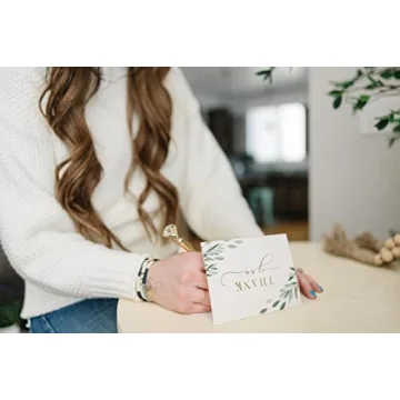 Gooji 4x6 Greenery Leaves Gold Foil Thank You Cards