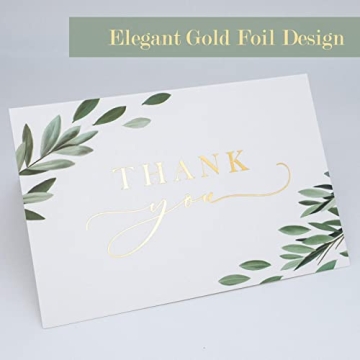 Gooji 4x6 Greenery Leaves Gold Foil Thank You Cards