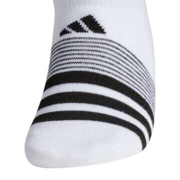 adidas Women's Superlite Super No Show Socks (6-Pair), White/Light Onix/Black, Medium