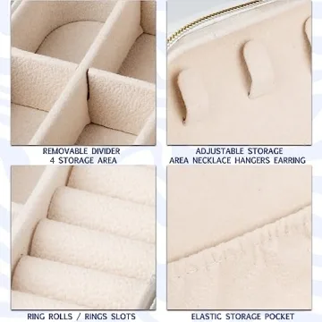 Personalized Shadow Initial Travel Jewelry Organizer, Monogram Custom Leather Case for Bridesmaid, Mother's Day, Birhday, Christmas Gift Box, Holder for Women Girls Bachelor Party (White)