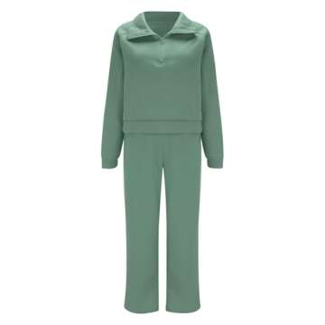 Womens 2 Piece Outfits Lounge Half Zip Hoodie Sweatsuit Sets Oversized Sweatshirt Baggy Fall Fashion Sweatpants Green