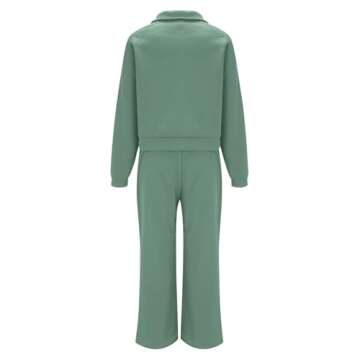 Womens 2 Piece Outfits Lounge Half Zip Hoodie Sweatsuit Sets Oversized Sweatshirt Baggy Fall Fashion Sweatpants Green