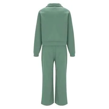 Womens 2 Piece Outfits Lounge Half Zip Hoodie Sweatsuit Sets Oversized Sweatshirt Baggy Fall Fashion Sweatpants Green