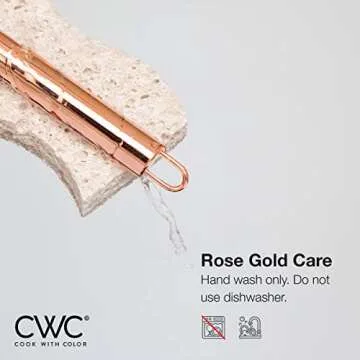 COOK WITH COLOR Silicone Whisks for Cooking, Stainless Steel Wire Whisk Set of Two - 10” and 12”, Heat Resistant Kitchen Whisks, Balloon Whisk for Nonstick Cookware - Rose Gold and Pink