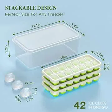 DOQAUS Ice Cube Tray - Stackable, Versatile & Easy Ice