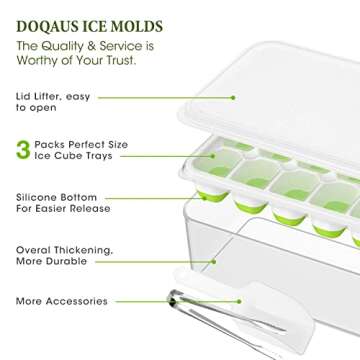 DOQAUS Ice Cube Tray - Stackable, Versatile & Easy Ice