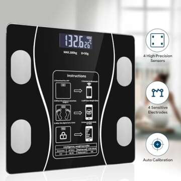 Smart Body Fat Scale with Led Display - Digital Bathroom Scale with Bluetooth, Accurate Body Composi...