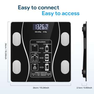 Smart Body Fat Scale with Led Display - Digital Bathroom Scale with Bluetooth, Accurate Body Composition Measurement, Muscle Mass, BMI, and Body Water Analysis