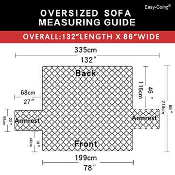 Easy-Going Reversible Oversized Couch Cover for 3 Cushion Couch Sofa Cover for Dogs Water Resistant Furniture Protector Cover with Foam Sticks for Pet (Oversized Sofa, Dark Blue/Light Blue)