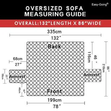 Easy-Going Reversible Oversized Couch Cover for 3 Cushion Couch Sofa Cover for Dogs Water Resistant Furniture Protector Cover with Foam Sticks for Pet (Oversized Sofa, Dark Blue/Light Blue)