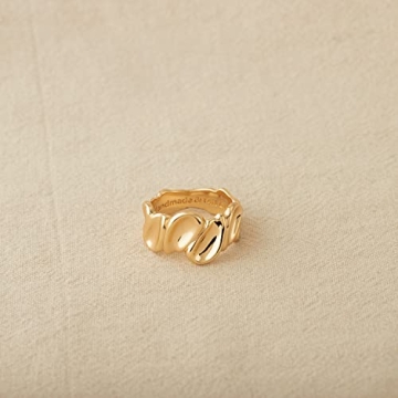 GNIRTSI Gold Concave Ring Elegant Chunky Jewelry Sizes 6-10