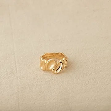 GNIRTSI Gold Concave Ring Elegant Chunky Jewelry Sizes 6-10