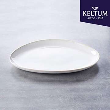 Keltum Cotton White Glazed Stoneware Serving Plate, 15"