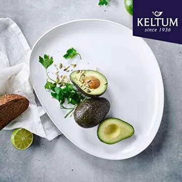 Keltum Cotton White Glazed Stoneware Serving Plate, 15"