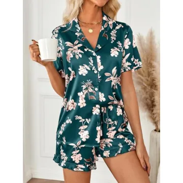 LILLUSORY Women's Satin Silk Pajamas Set for Luxurious Comfort