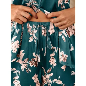 LILLUSORY Women's Satin Silk Pajamas Set for Luxurious Comfort