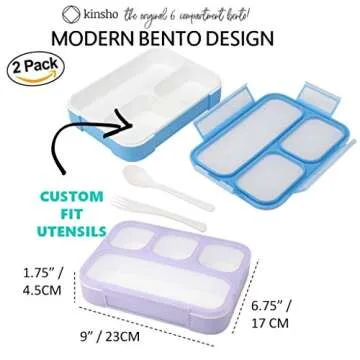 Bento Lunch Box Kids & Adult: Leakproof Lunch Containers for Boys & Girls with 3 Compartments - Scho...