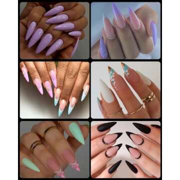 Soft Gel Nail Tips Medium Stiletto 120PCS for Easy Application