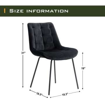 NicBex Velvet Dining Chairs, Upholstered Reception Chairs, Tufted Accent Chair with Metal Legs for H...