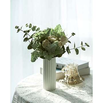 Elegant 7" White Ceramic Vase for Modern Home Decor