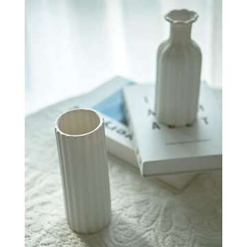 Elegant 7" White Ceramic Vase for Modern Home Decor