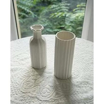 Elegant 7" White Ceramic Vase for Modern Home Decor