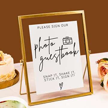 Calculs Please Sign Our Guest Book Sign For Wedding Photo Guest Book Sign Gold Floating Picture Frame Wedding Signs Place Card/Menu Holder 10”x8” Please Sign
