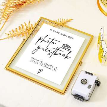 Calculs Please Sign Our Guest Book Sign For Wedding Photo Guest Book Sign Gold Floating Picture Frame Wedding Signs Place Card/Menu Holder 10”x8” Please Sign