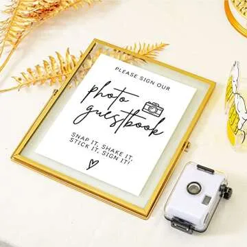 Calculs Please Sign Our Guest Book Sign For Wedding Photo Guest Book Sign Gold Floating Picture Frame Wedding Signs Place Card/Menu Holder 10”x8” Please Sign