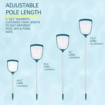 POOLWHALE Upgrades Swimming Pool Telescopic Leaf Net Skimmer Rake with Adjustable Aluminum Pole and ...