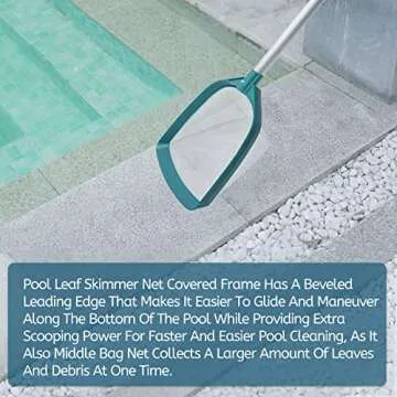 POOLWHALE Upgrades Swimming Pool Telescopic Leaf Net Skimmer Rake with Adjustable Aluminum Pole and Nylon Medium Fine Mesh for Cleaning Swimming Pools, Hot Tubs, Spas and Fountains