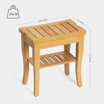 BEKVEM Bamboo Shower Bench, Spa Small Shower Stool for Inside Shower Waterproof, Bathroom Bench Seat...