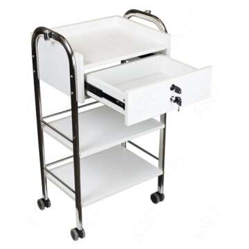Supreme Medical Dental Mobile Utility Cabinet & Cart with Steel Frame with Single Lockable Drawer