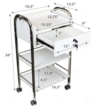 Supreme Medical Dental Mobile Utility Cabinet & Cart with Steel Frame with Single Lockable Drawer