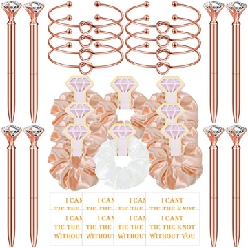 32 Pcs Bridesmaid Proposal Accessories, 8 Satin Hair Scrunchies Bridal Shower Hair Band 8 Bracelet 8...