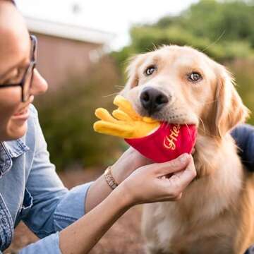 P.L.A.Y. Cute Plush Dog Toy - Fast Food Themed Squeaky Toy