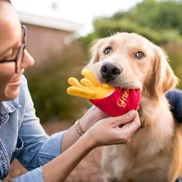 P.L.A.Y. Cute Plush Dog Toy - Fast Food Themed Squeaky Toy