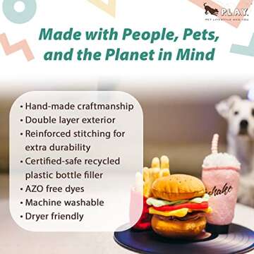 P.L.A.Y. Cute Plush Dog Toy - Fast Food Themed Squeaky Toy