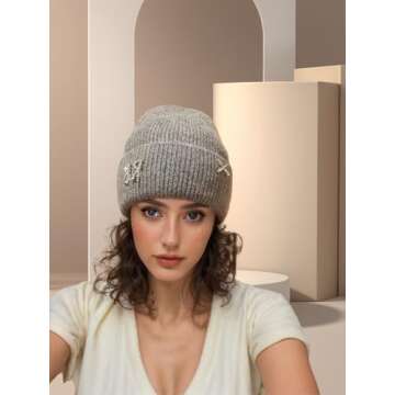 Real Rabbit Fur Diamonds Letter Beanies Hats for Women Winter Warm Knitted Hat Casual Bonnet Skiing ...