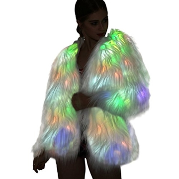 SZTOPFOCUS Neon Led Jacket Light Up Fur Coat