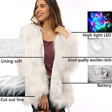 SZTOPFOCUS Neon Led Jacket Light Up Fur Coat