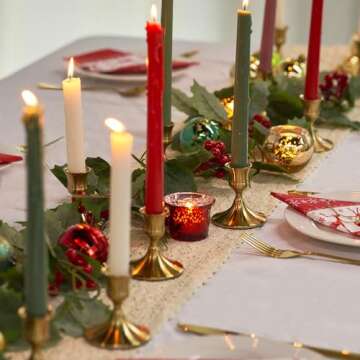 Willceka Gold Taper Candle Holder, Brass Candlestick Holders, Vintage Metal for Table Centerpieces Wedding Christmas Decor (Gold, 6 Pcs)